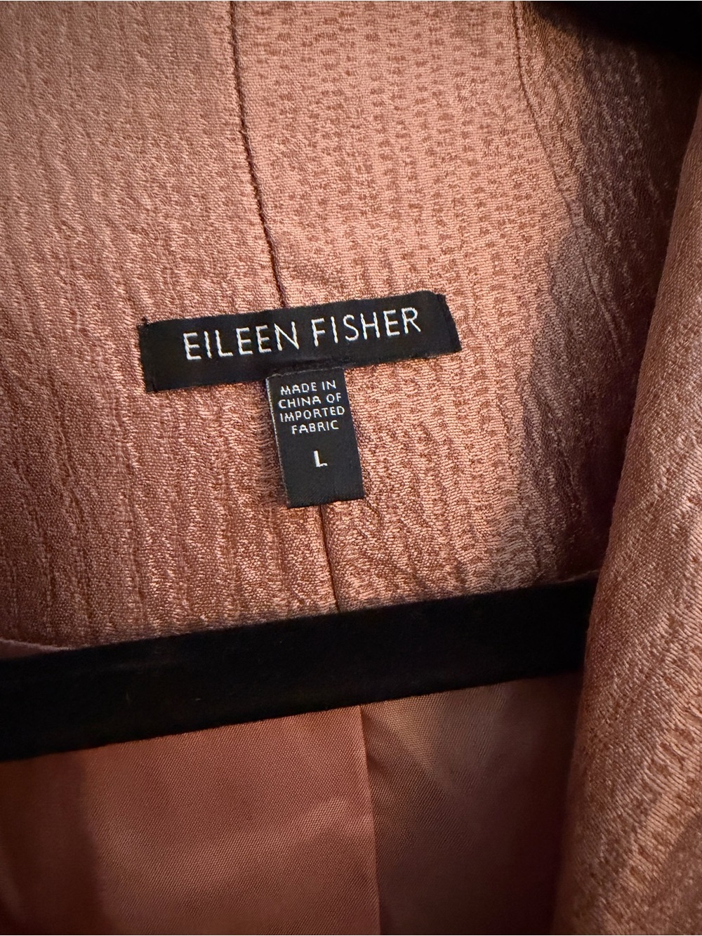Eileen Fisher 100% Silk Shimmer Jacket Blazer L Rose Gold Pink - Picture 6 of 7